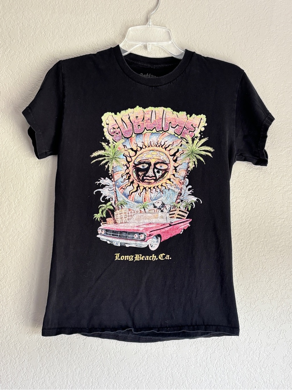 Black Sublime - Long Beach CA Sun & Car Design adult unisex S T-shirt